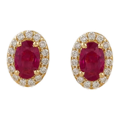 Earrings Ruby and Diamond 18k Yellow Gold 0.88 cts