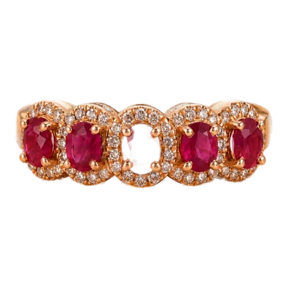 Ring Ruby and Diamonds 18k Yellow Gold 1.15 cts