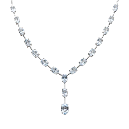Necklace Aquamarine 18k White Gold 28 cts