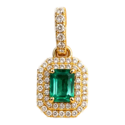 Pendant Riviera  Diamond 0.29 ct and Emerald 0.70 CT - 18KT