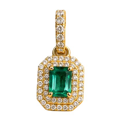 Pendant Riviera Diamond 0.29 ct and Emerald 0.70 CT - 18KT
