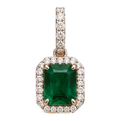 Pendant Riviera Diamond 0.38 CT and Emerald 2.52 CT - 18 KT
