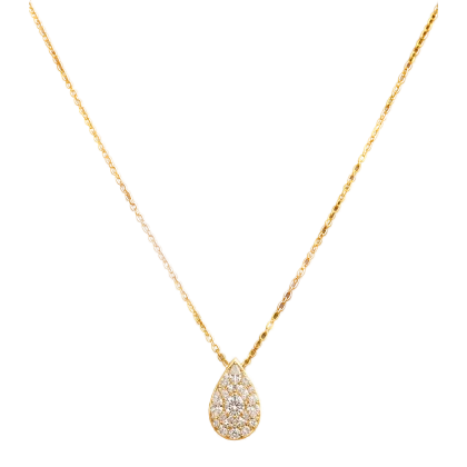 Necklace Pendant Pear Shaped Diamond 0.78 CT - Yellow Gold