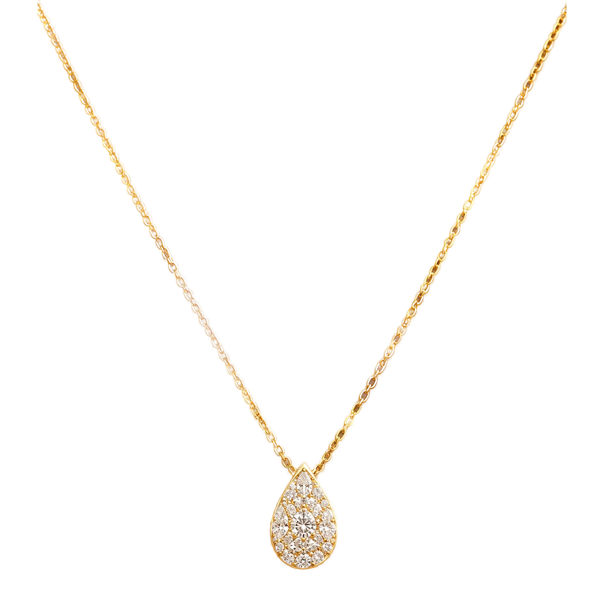 Necklace Pendant Pear Shaped Diamond 0.78 CT - Yellow Gold