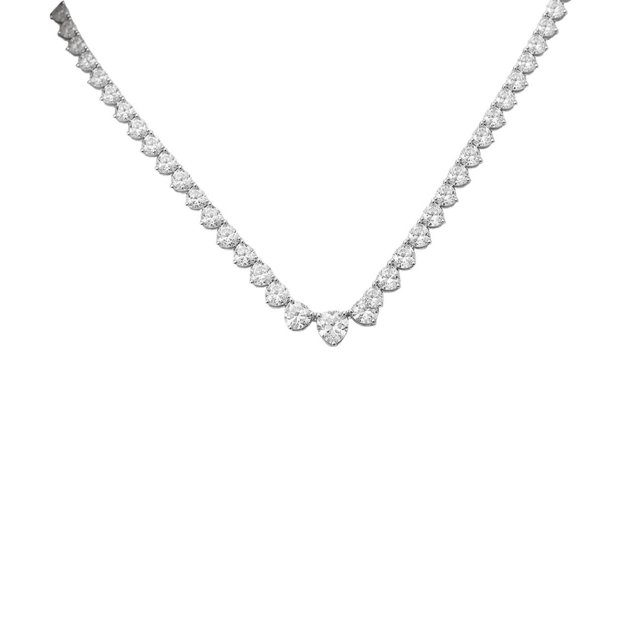 Diamond Graduated Tennis Necklace 18K Gold 9.64 ct